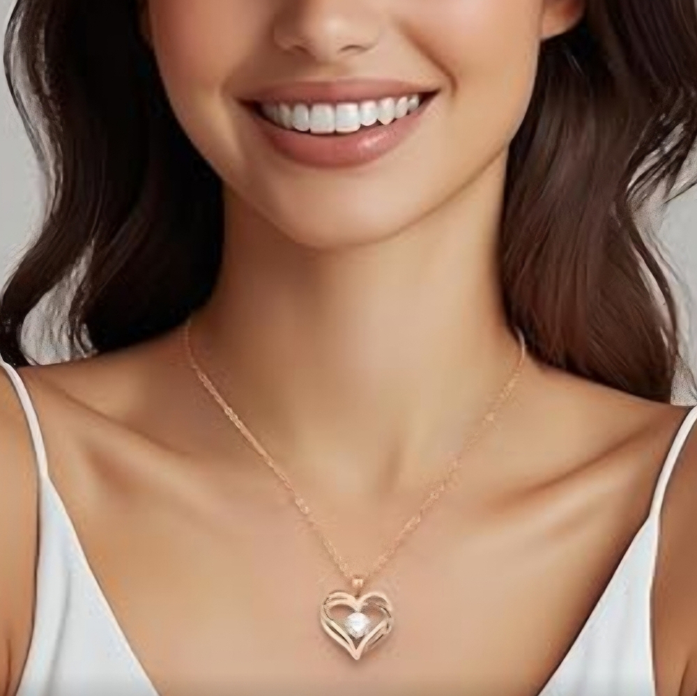 NWT - "I Love You Forever" Gold Plated Pendant and Chain and Cubic Zirconia.